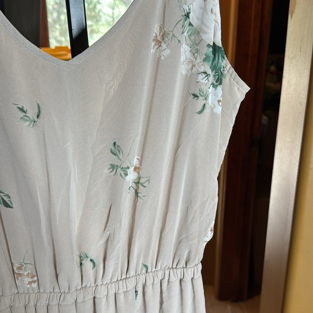 Show Me Your MuMu Kendall Maxi Dress Size XL Cream Green Floral Chiffon Low Back - Picture 9 of 12